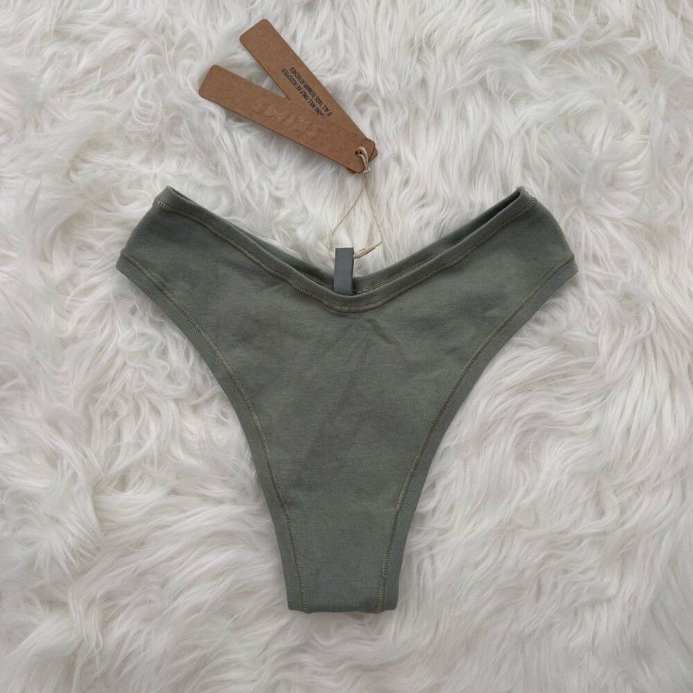Skims Cotton Jersey Dipped Thong Mineral Size XS